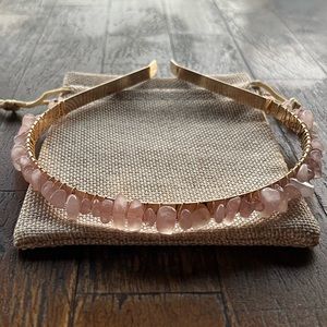 Genuine Rose Quartz Chip Headband Rose Quartz Headband Gemstone Headband